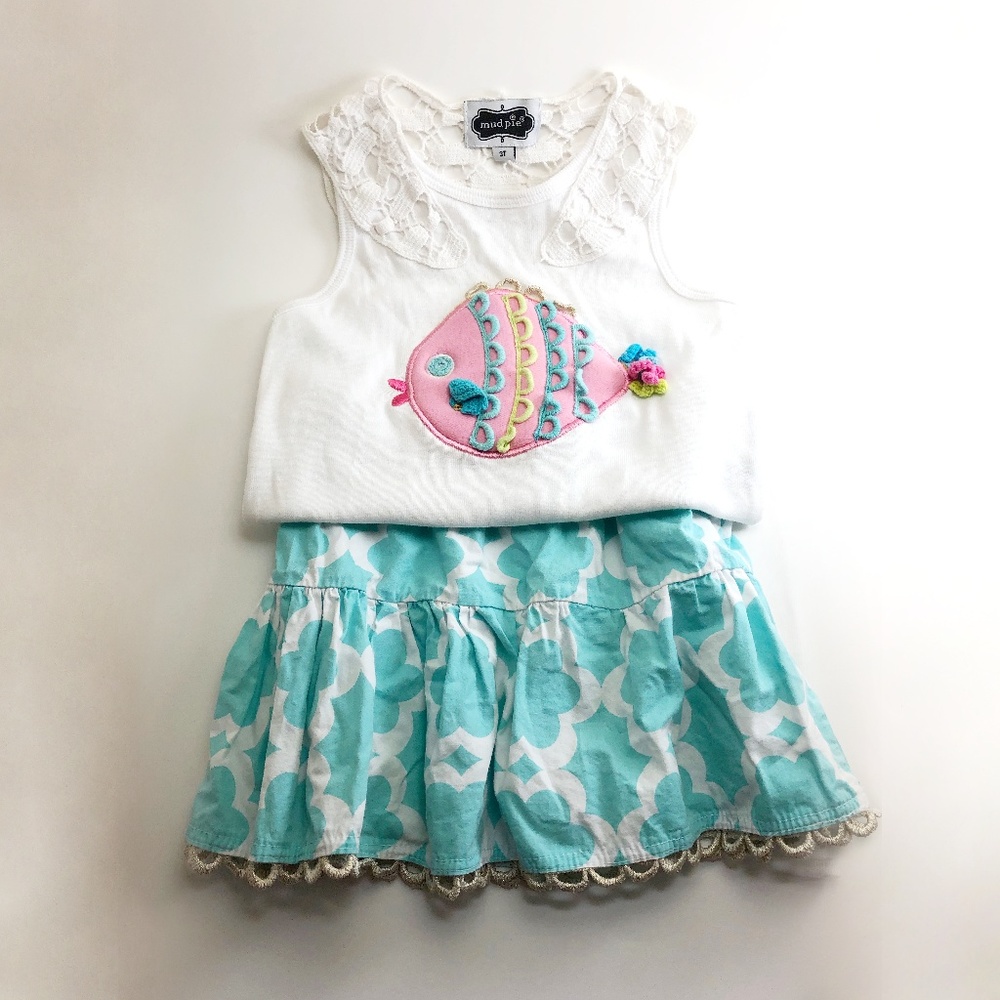 MUD PIE 2 piece top & Skirt 3t
